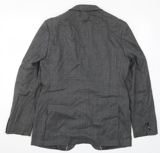 Azzaro Mens Grey Check Jacket Suit Jacket Size 44