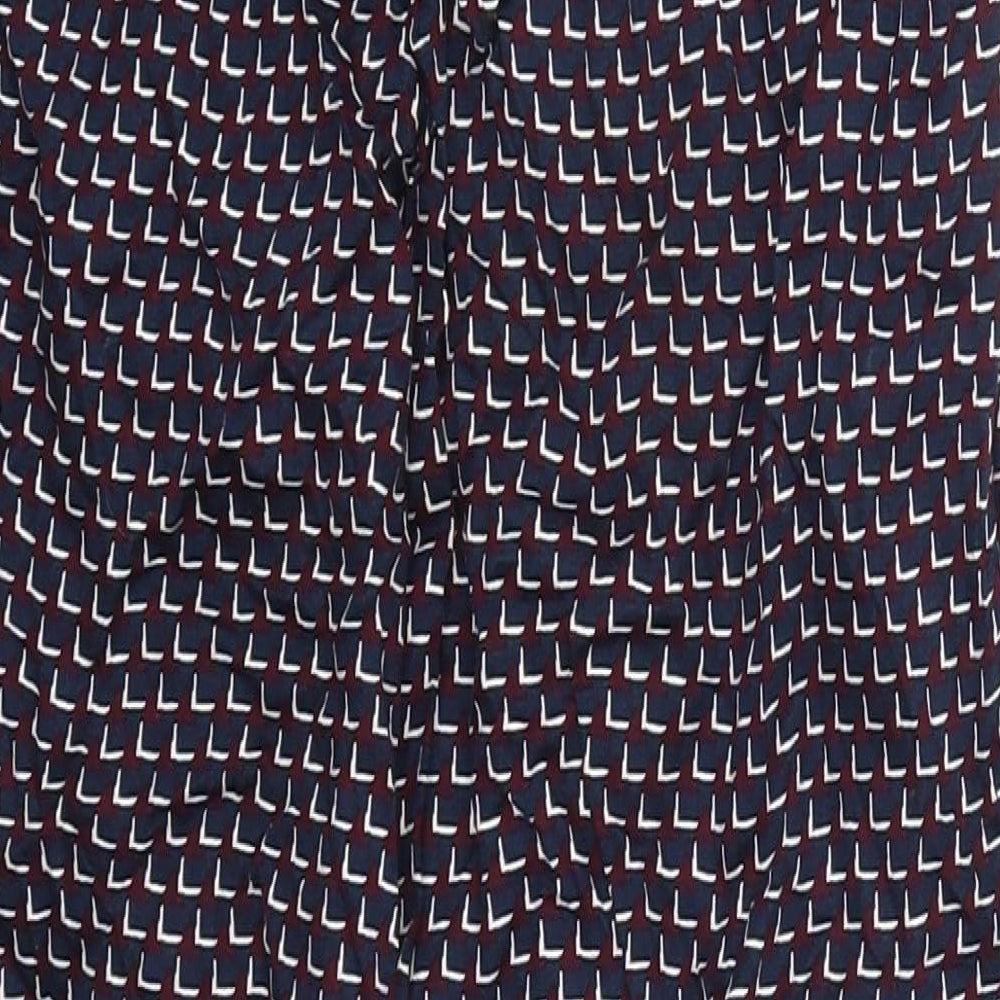 Marks and Spencer Womens Red Geometric Trousers Size S L27 in - Blue