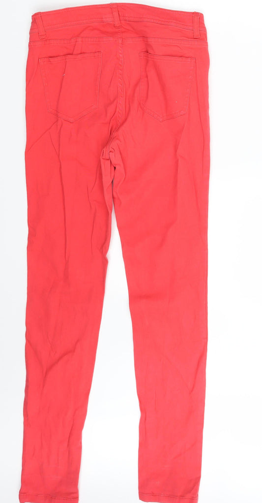 VERO MODA Womens Red Denim Skinny Jeans Size 28 in L30 in
