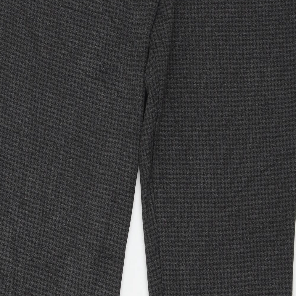 Marks and Spencer Womens Grey Houndstooth Jersey Trousers Size 12 L29 in