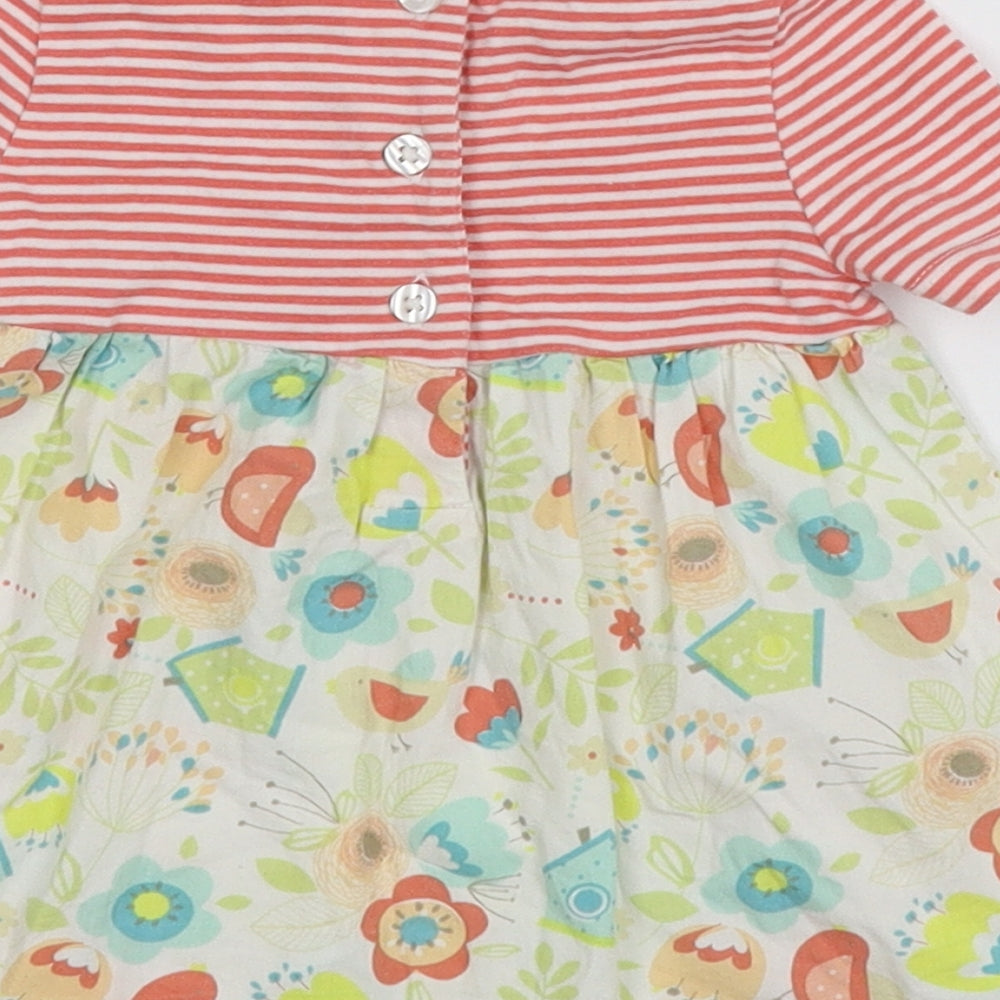 Brand and care label for Waitrose girls’ multicoloured striped jersey fit & flare, size 0-3, months - floral