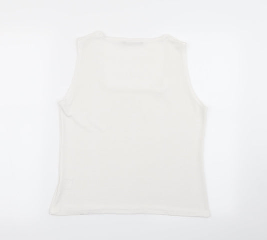Reflections Womens White Basic Tank Size XL