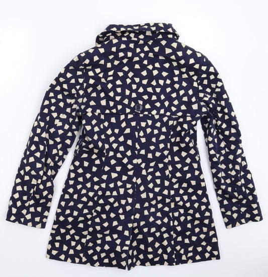 Debenhams Womens Blue Geometric Pea Coat Coat Size 10