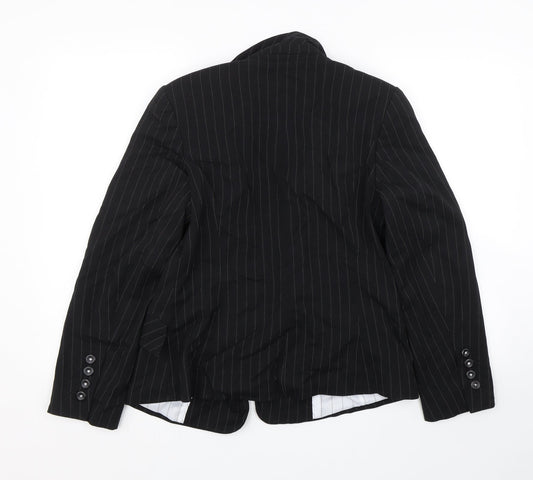 M&S Womens Black Striped Jacket Suit Size 14
