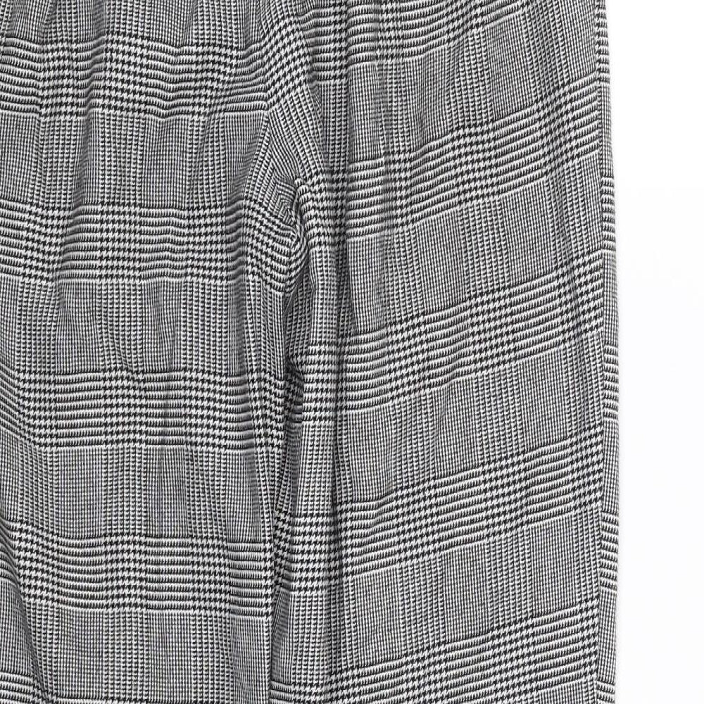 New look Womens Black Houndstooth Trousers Size 10 L23.5 in