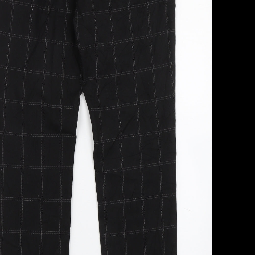 H&M Womens Black Check Trousers Size 32 L28 in