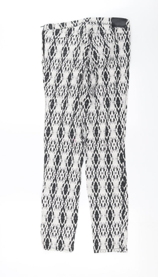 H&M Womens White Geometric Denim Jegging Jeans Size 10 L29 in