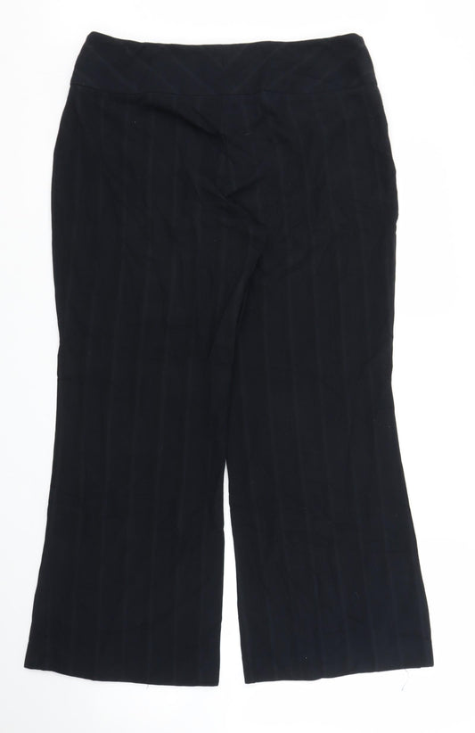 Lime Womens Blue Striped Trousers Size 14 L26 in