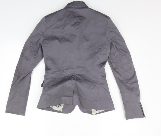 H&M Womens Grey Ikat Jacket Blazer Size 6