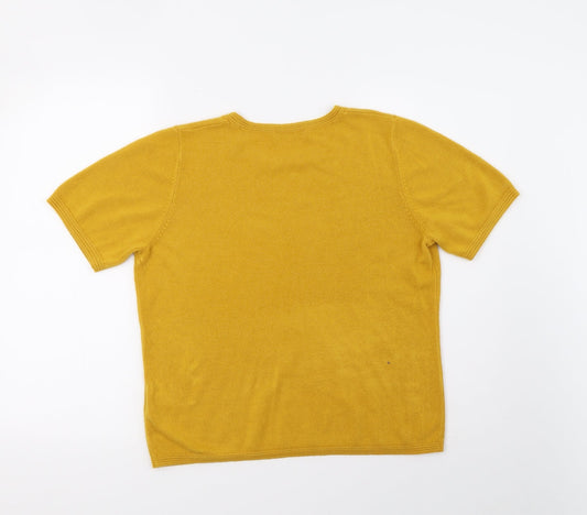 Marks and Spencer Womens Yellow Knit Basic T-Shirt Size 14