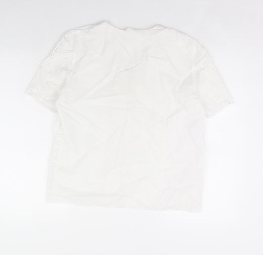 Style cut Womens White Basic Button-Up Size 14