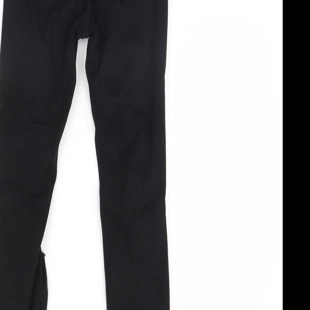 Brand and care label for Denim & Co. women’s black denim skinny jeans, size UK 6, 28-inch leg