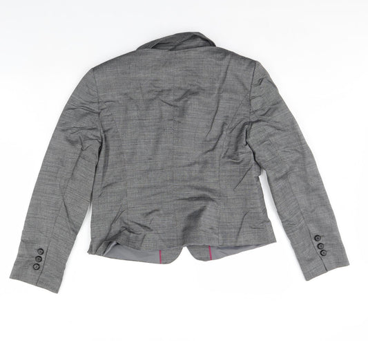 m&s Womens Grey Jacket Blazer Size 14 - Shoulder Pads
