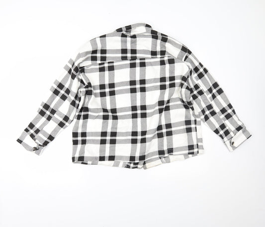 crazy girls Womens White Plaid Jacket Size S