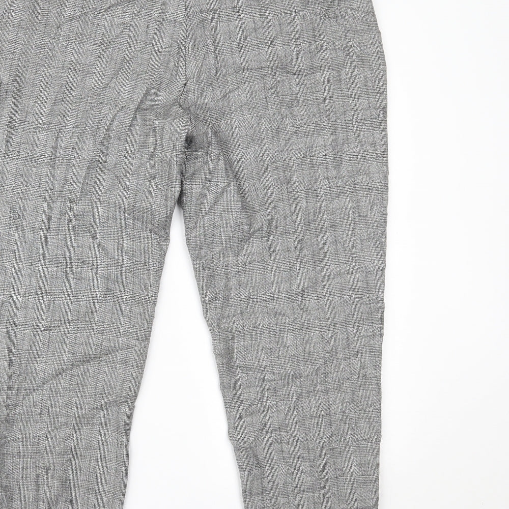 Marks and Spencer Womens Grey Houndstooth Trousers Size 14 L23 in