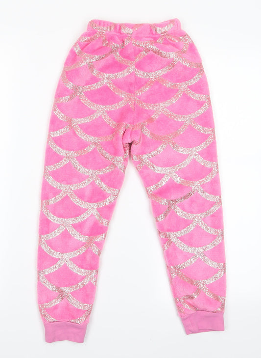 Preworn Girls Pink Geometric Pyjama Pants Size 7 Years
