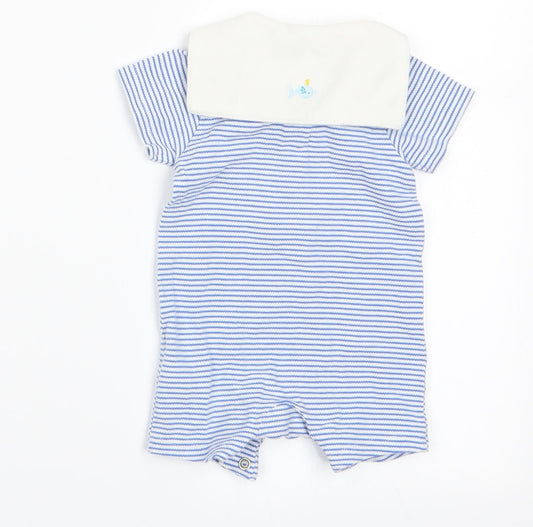 Marks Boys Blue Striped Romper One-Piece - Dolphin on Back Collar