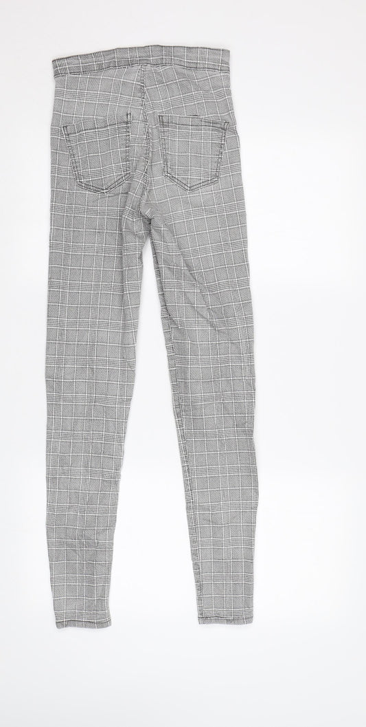 Topshop Womens Grey Check Skinny Jeans Size 8 L32 in