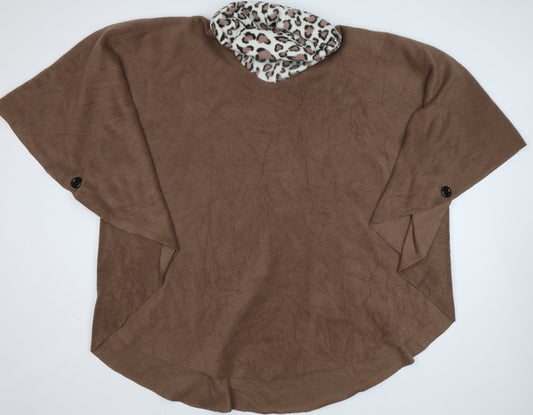 Preworn Womens Brown Animal Print Parka Poncho One Size