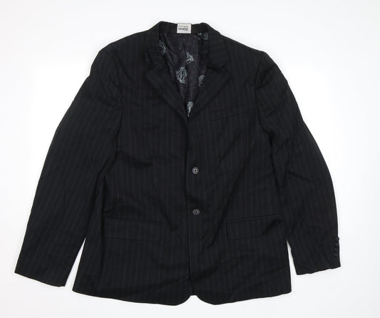Nick(it) Mens Black Striped Jacket Blazer Size L