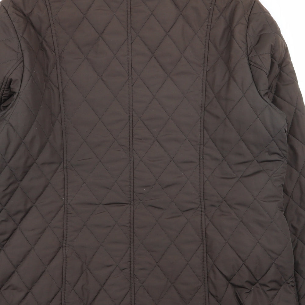 lebek Womens Brown Argyle/Diamond Jacket Coat Size 12
