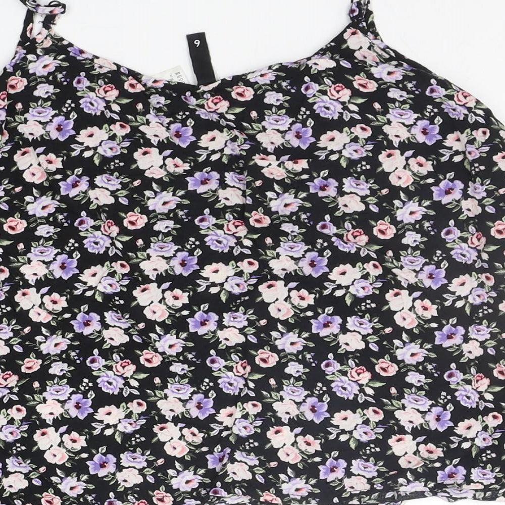Divided by H&M Womens Black Floral Basic Tank Size 6