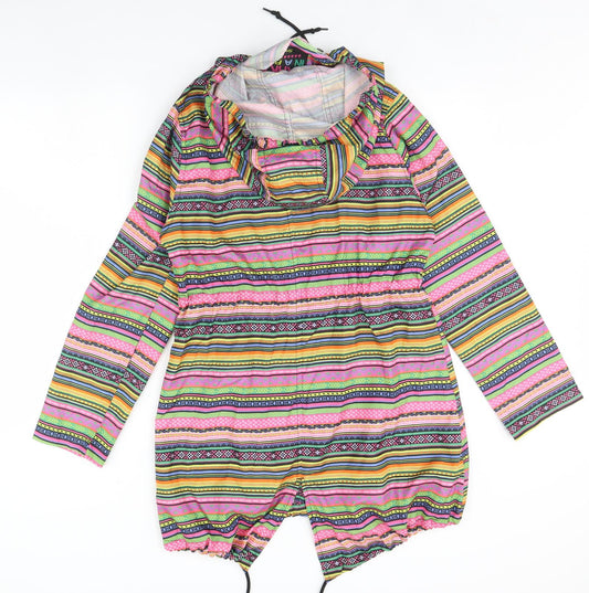 Denim co Womens Black Striped Rain Coat Coat Size S