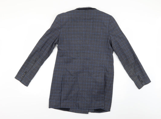 RESERVED Mens Blue Check Jacket Suit Jacket Size 36