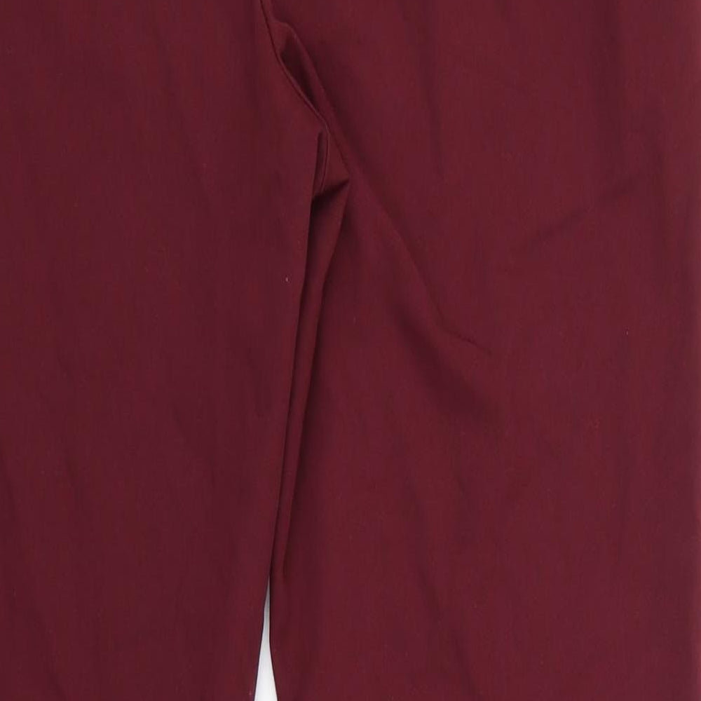 Brand and care label for Atmosphere women’s red trousers, size UK 10, 26-inch leg