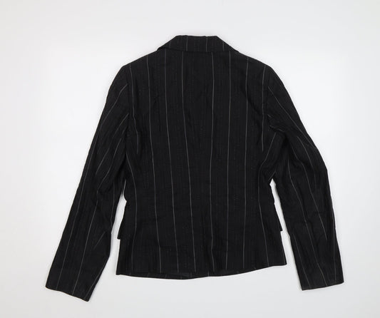 Taifun Collection Womens Black Striped Jacket Blazer Size 8