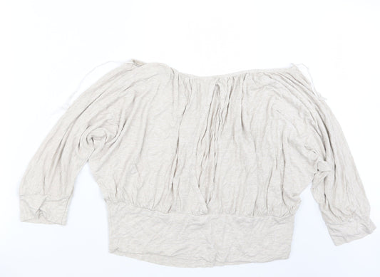 Bay Womens Beige Basic Blouse Size 14