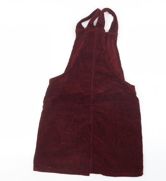 Denim Co. Womens Red Velvet Pinafore/Dungaree Dress Size 6