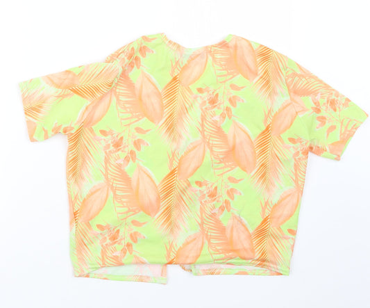 PRETTYLITTLETHING Womens Yellow Geometric Cropped T-Shirt Size 12