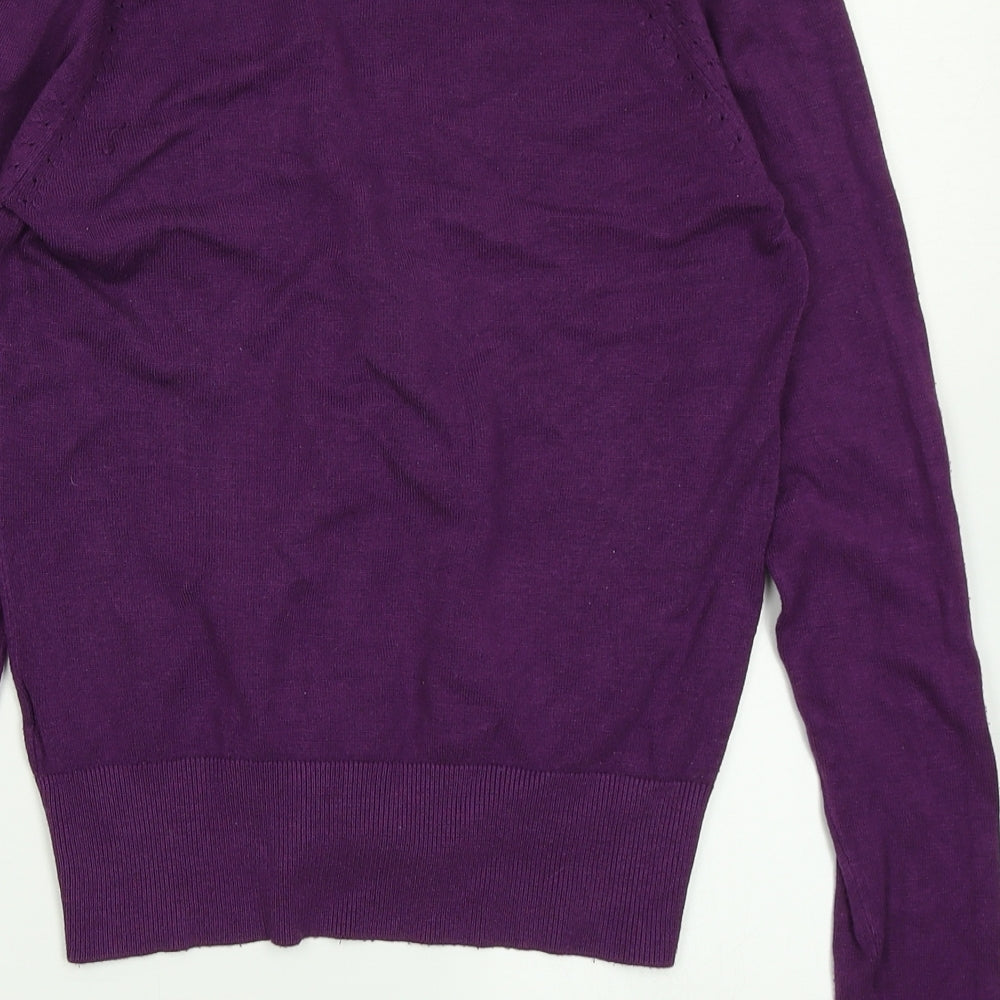 New Look Womens Purple Knit Cape Jumper Size 8
