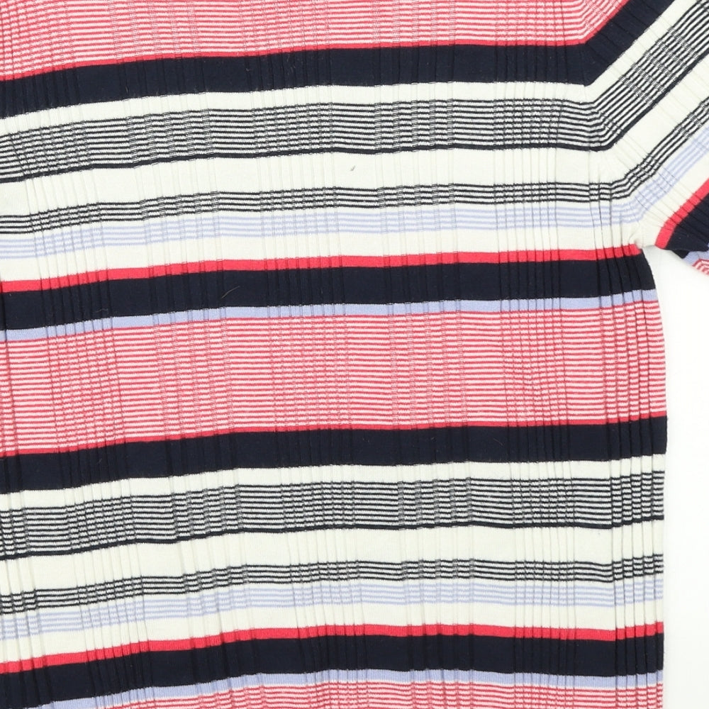 M&S Collection Womens Red Striped Knit Pullover Jumper Size 16
