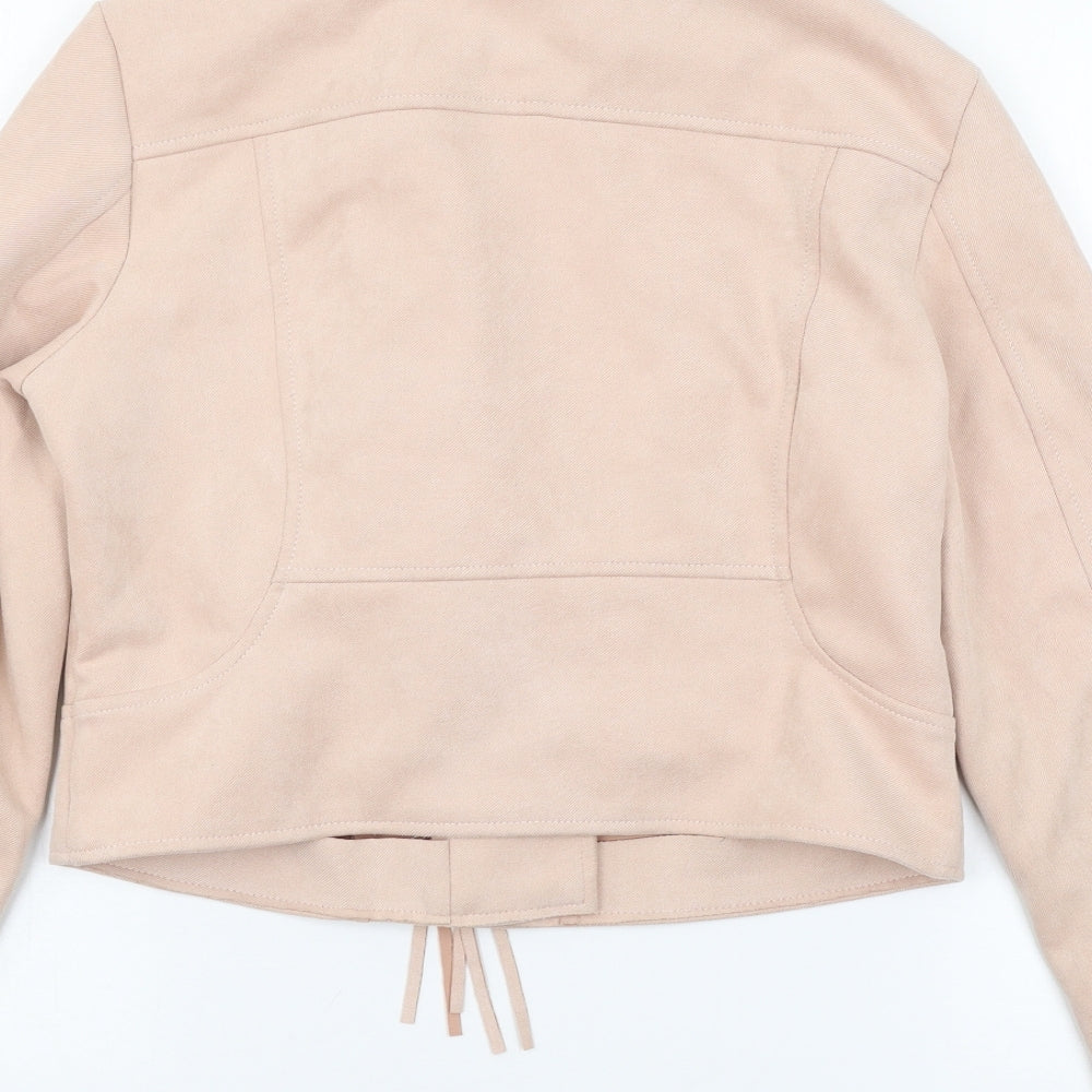 Brand and care label for Preworn girls’ pink jacket coat, size XL, - fringe detail