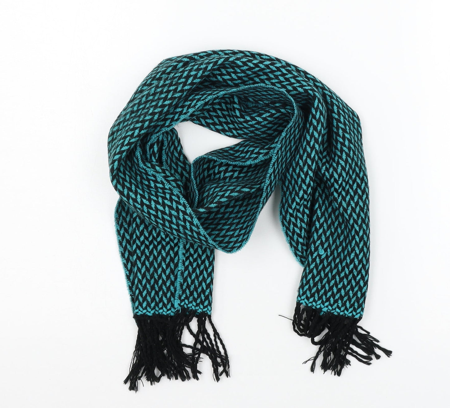 Preworn Womens Blue Check Knit Scarf
