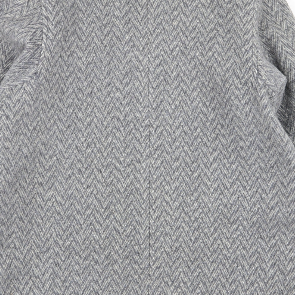 Preworn Womens Grey Geometric Overcoat Coat Size 16