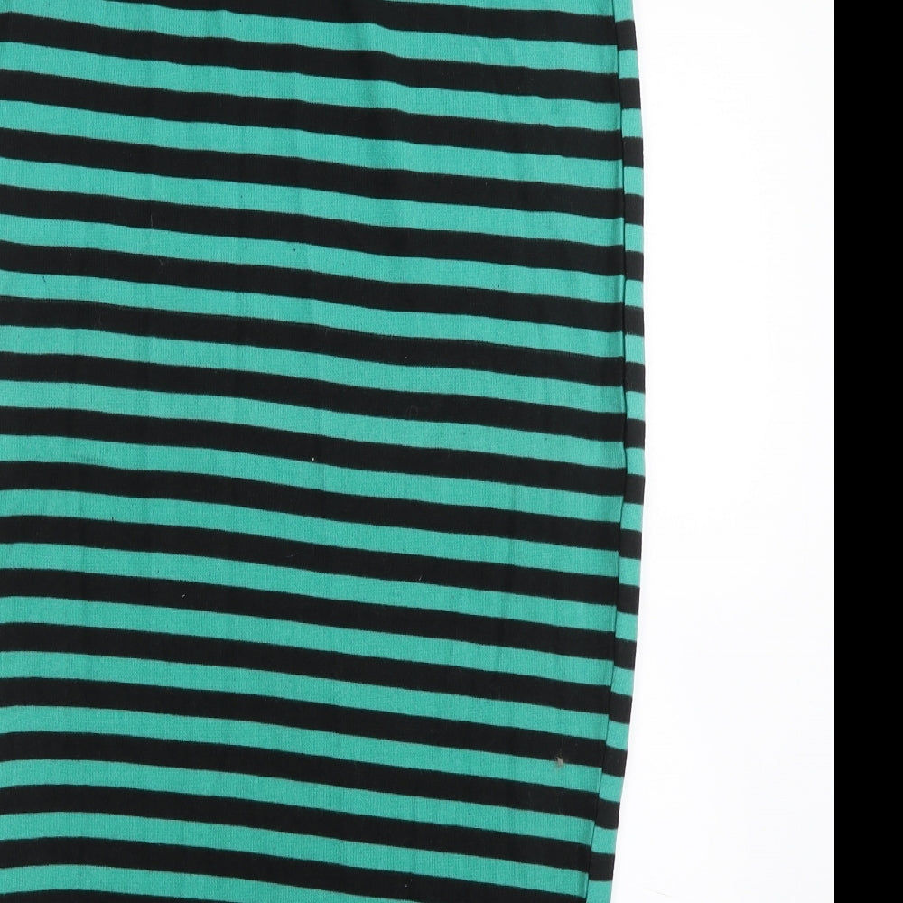 Boohoo Womens Green Striped Bandage Skirt Size 8