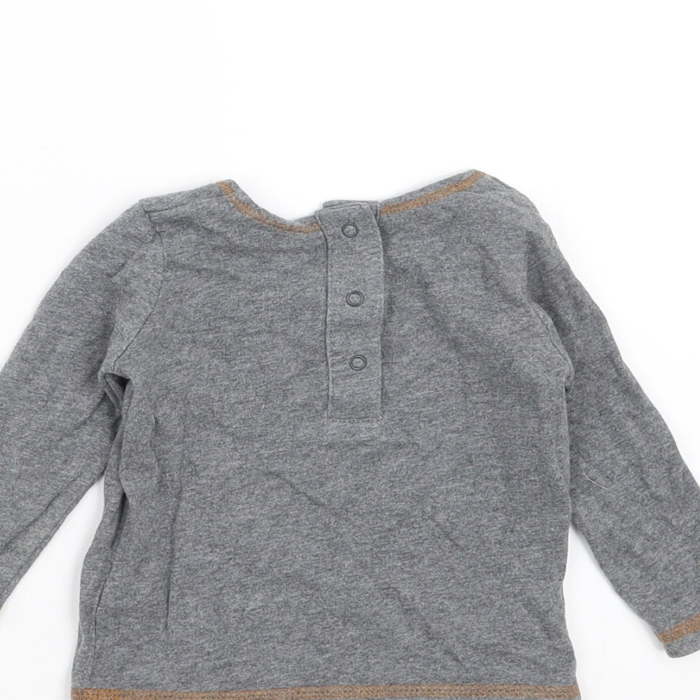 Brand and care label for Next Baby Grey Basic T-Shirt, size 3-6, Months
