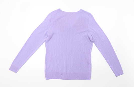 Classic Womens Purple Knit Pullover Sweatshirt Size M