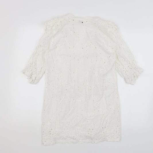 Mochy Womens White Basic Blouse Size S