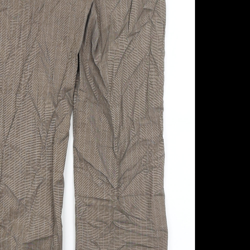 F&F Womens Brown Striped Trousers Size 14 L28 in