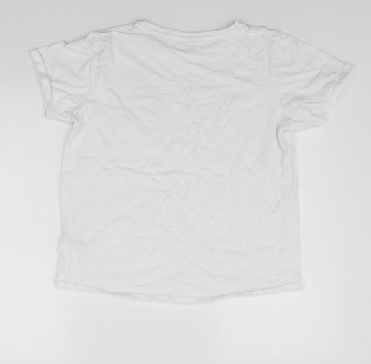 NJSCREENPRINTS Womens White Basic T-Shirt Size 12