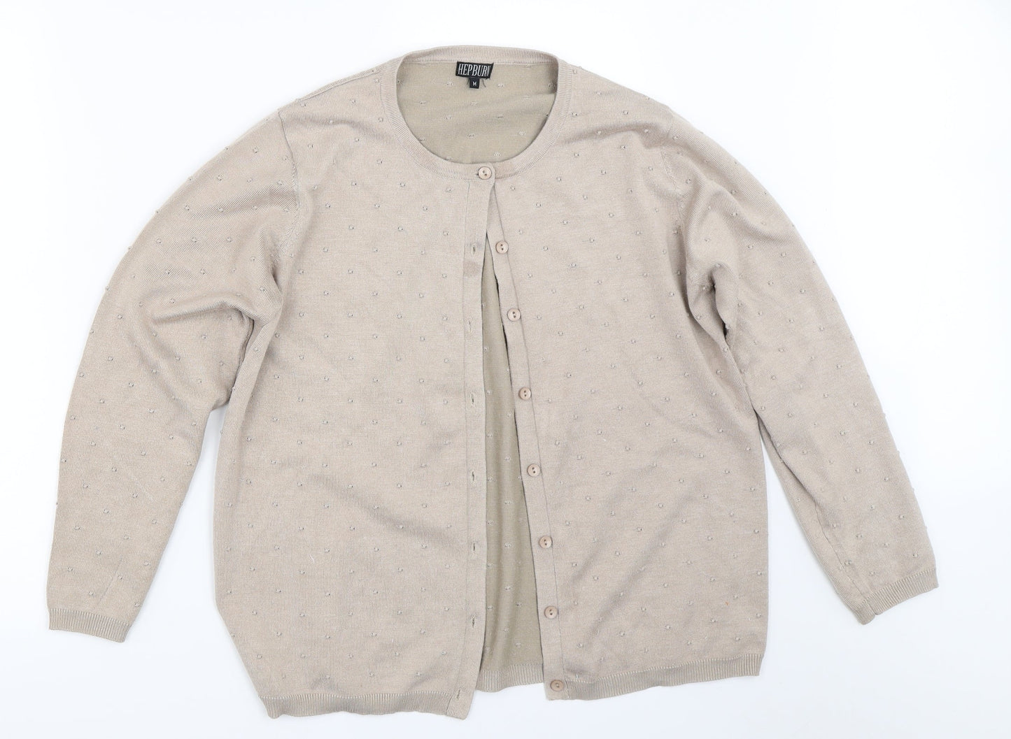 Hepburn Womens Beige   Cardigan Jumper Size M