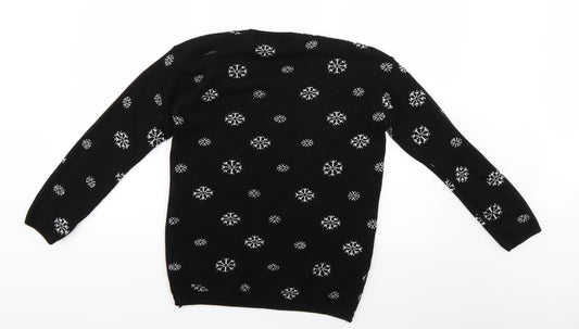 Internacionale Mens Black Geometric Pullover Jumper Size M - Christmas