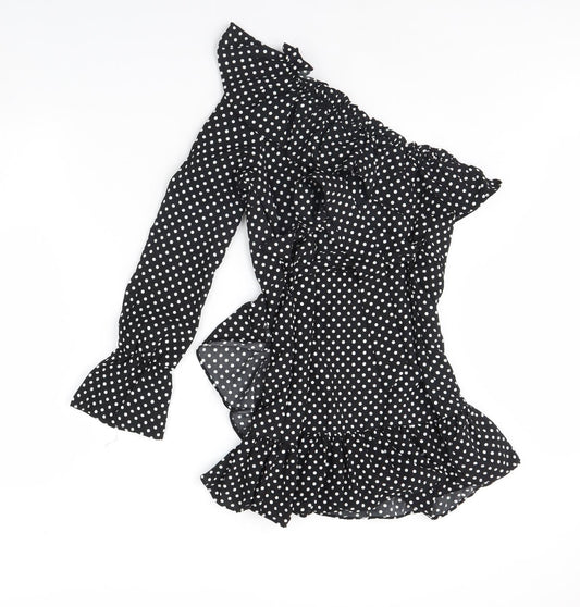Saint Genies Womens Black Polka Dot Mini Size 6