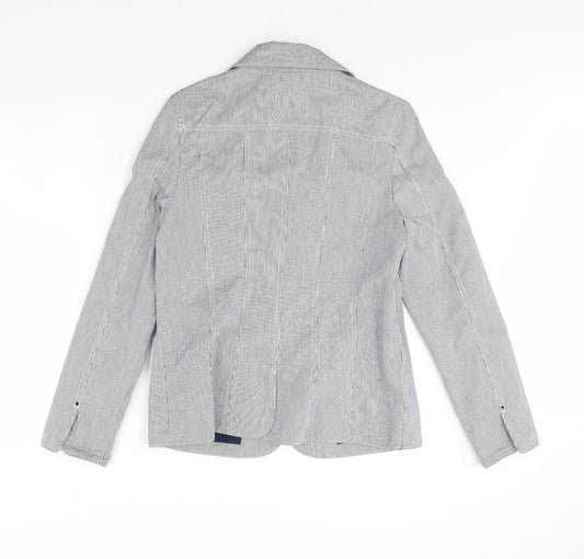 Hoi Polloi Womens Blue Striped Jacket Blazer Size 16