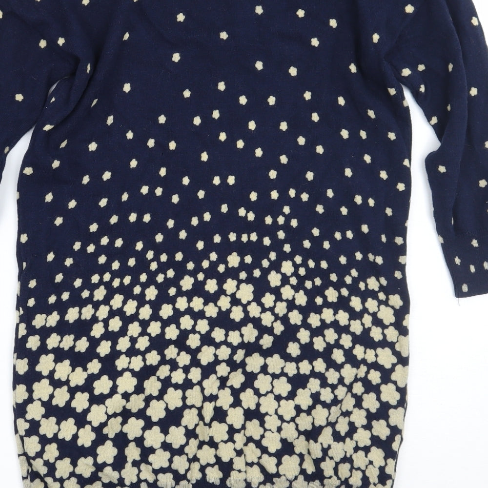 Monsoon Womens Blue Floral Pullover Jumper Size S
