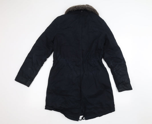 H&M Womens Blue Overcoat Coat Size 6